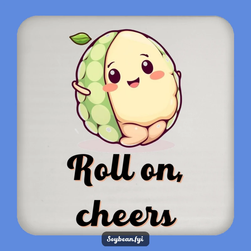 Funny Kawaii Soybean Rolling Drink Coaster, Happy Protection for Your Surfaces