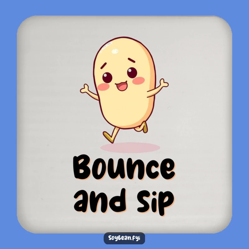 Funny Lively Soybean Coaster: Skipping Design, Cute Humorous Gift Table Protector