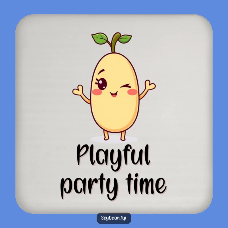 Funny Winking Soybean Coaster: Protect Surfaces with a Playful Bean