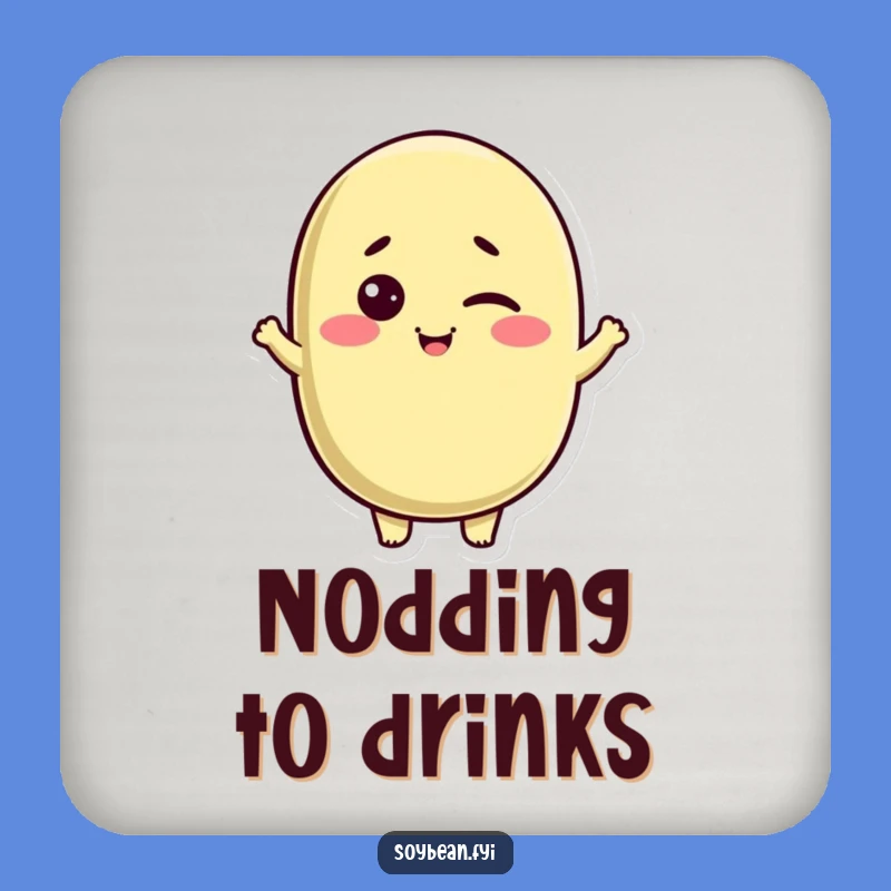 Funny Kawaii Soybean Coasters: Winking Character, Protect Surface with Humor