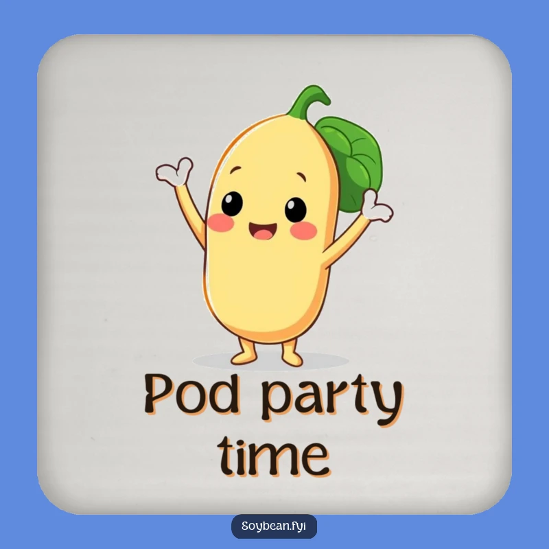 Funny Drink Coaster: Soybean Victory Pose - Protective Bean Pod Set - Gift!