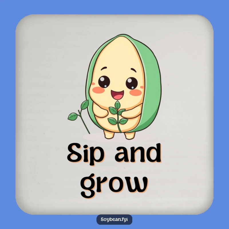 Funny Protective Soybean Coaster: Smiling Plant Holder, Cute Humorous Gift Set