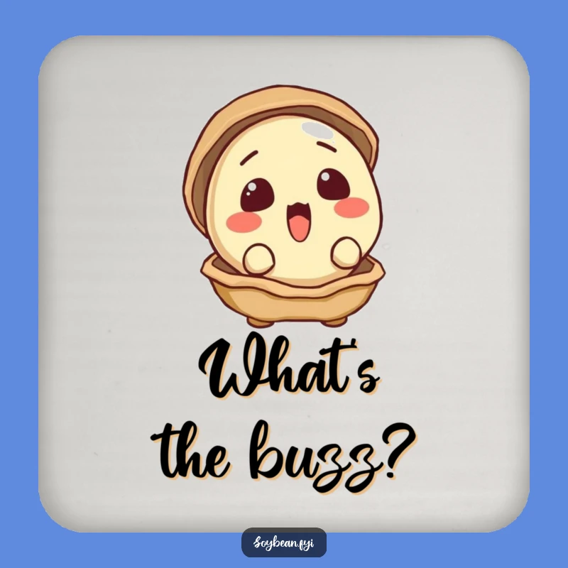 Funny Surprised Soybean Peeking Coaster: Protect Surfaces with Curiosity, Gift