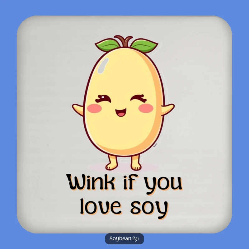 Funny Winking Soybean Coaster Set: Protect Surfaces with Charm, Ideal Humorous Gift