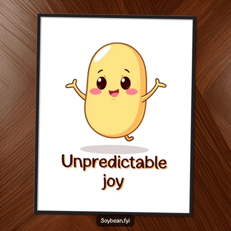 Funny Poster: A soybean character caught in a silly, wobbly dance, creating a humorous and lively piece of art for any playful space.