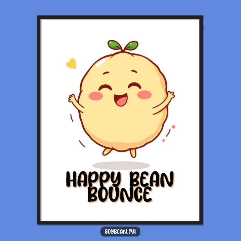 Funny Kawaii Soybean Bounce Poster, Vibrant Wall Art for Joyful Spaces
