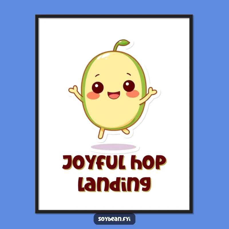 Funny Kawaii Soybean Hop Poster: Happy Character Wall Art - Gift