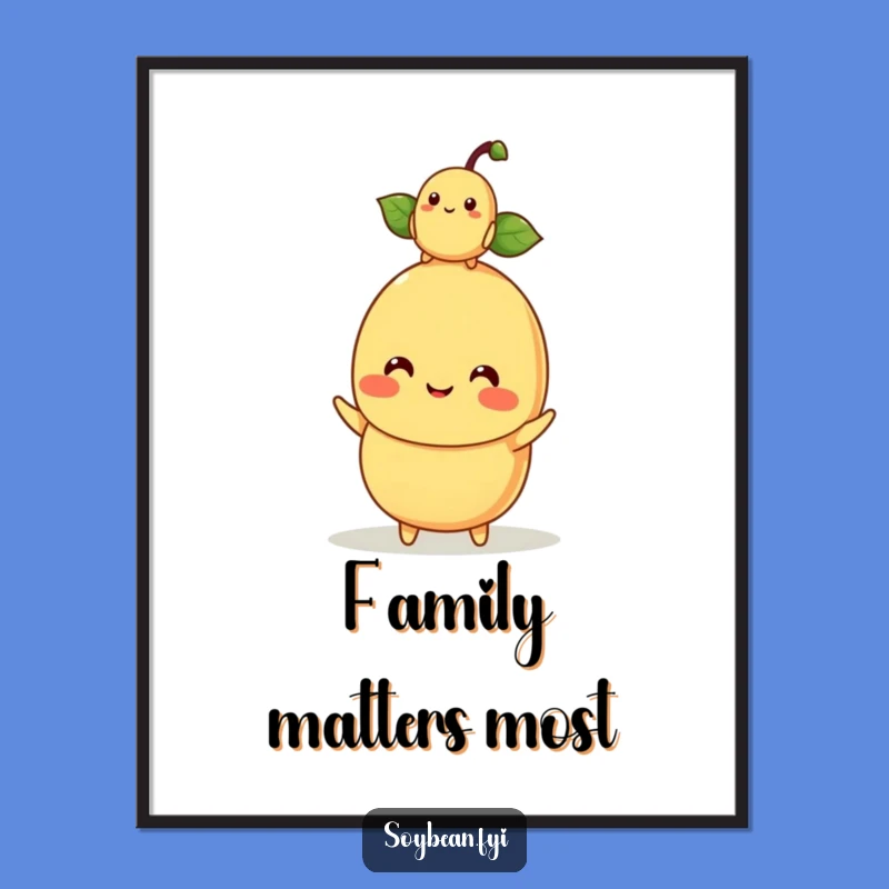 Funny Kawaii Soybean Parent Poster - Cute Baby Bean Balancing Art Gift
