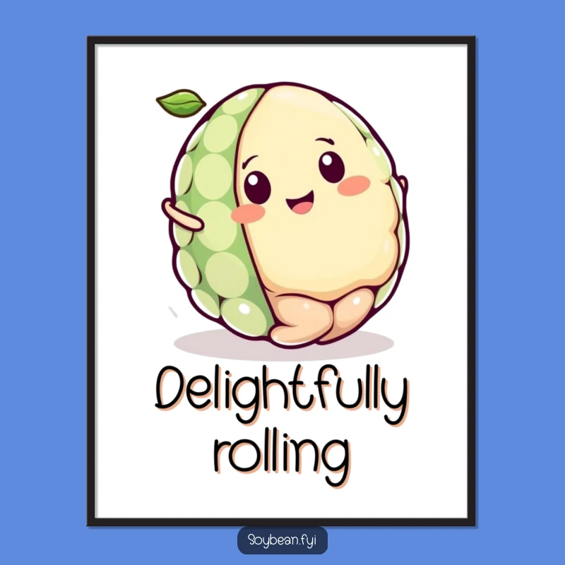 Funny Kawaii Soybean Rolling Poster, Vibrant Wall Art for Joyful Spaces