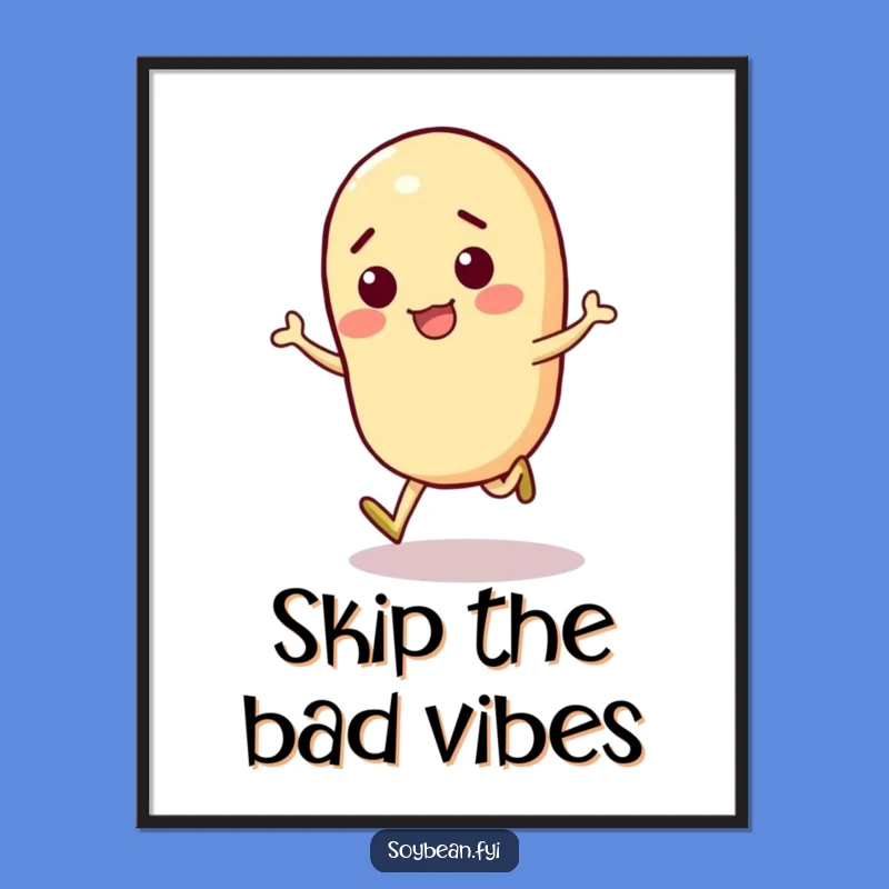 Funny Motion Soybean Poster: Skipping Character Art, Vibrant Humorous Wall Decor Gift