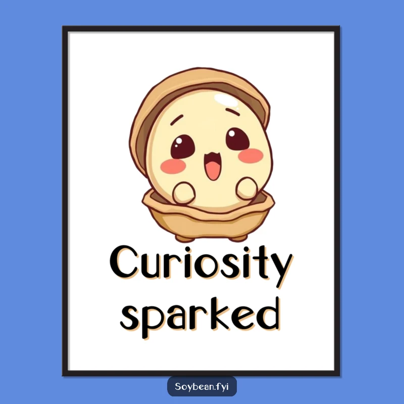 Funny Surprised Soybean Peeking Art Print: Whimsical Decor, Perfect Gift