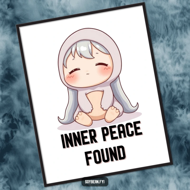 Funny Soybean Poster: A content soybean sits peacefully, radiating calm and gentle humor in this serene artwork.