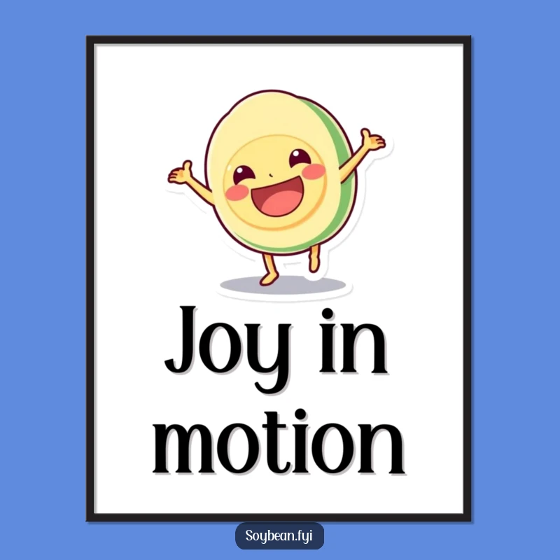 Funny Kawaii Soybean Cartwheel Poster - Hilarious Grinning Wall Art