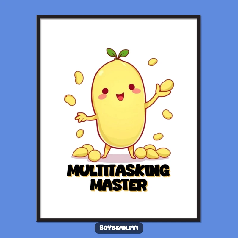 Funny Kawaii Soybean Juggling Poster: Edamame Art Print