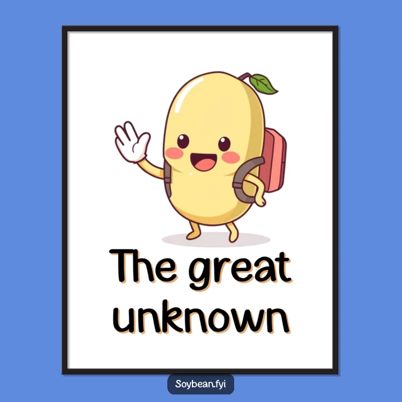 Funny Kawaii Soybean Waving Poster - Excited Traveler Bean Wall Art