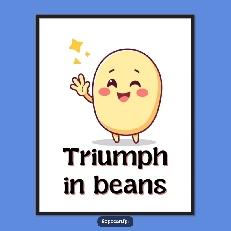 Funny Kawaii Soybean Victory Poster: Cheerful Wall Art - Gift