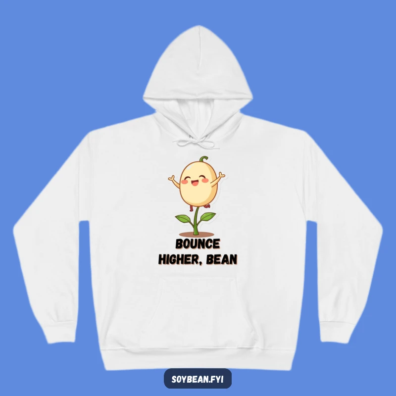Funny Hoodie: Cozy Bouncing Soybean - Delighted Sprout Character - Warm Gift!