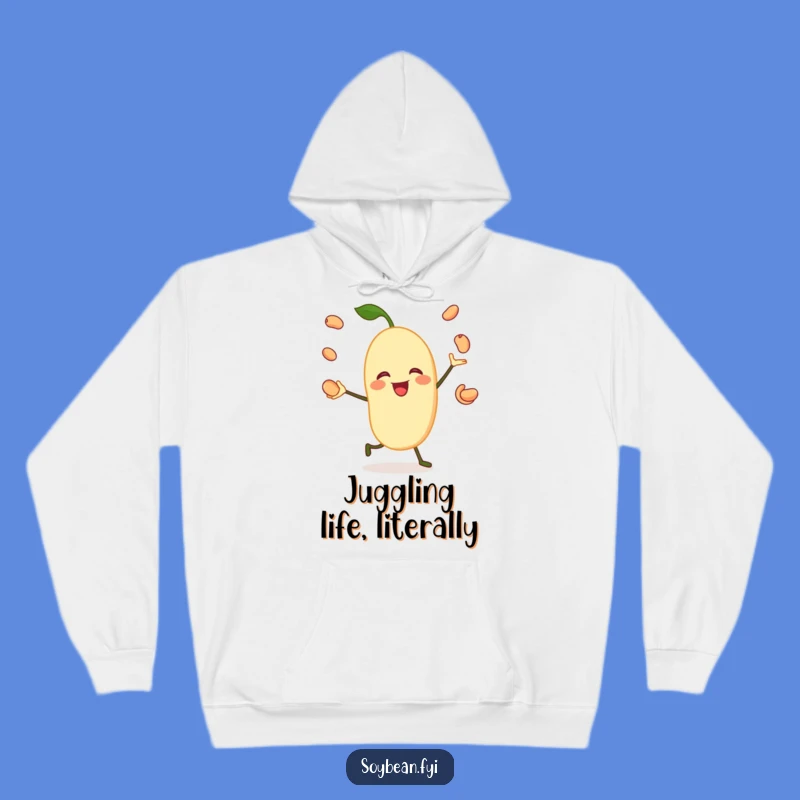 Funny Hoodie: Cozy Juggling Soybean - Jovial Bean Character - Warm Gift!