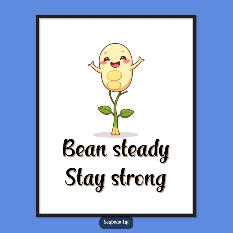 Free Printable Wall Art: Gleeful Soybean Balance, Quirky Downloadable Decor