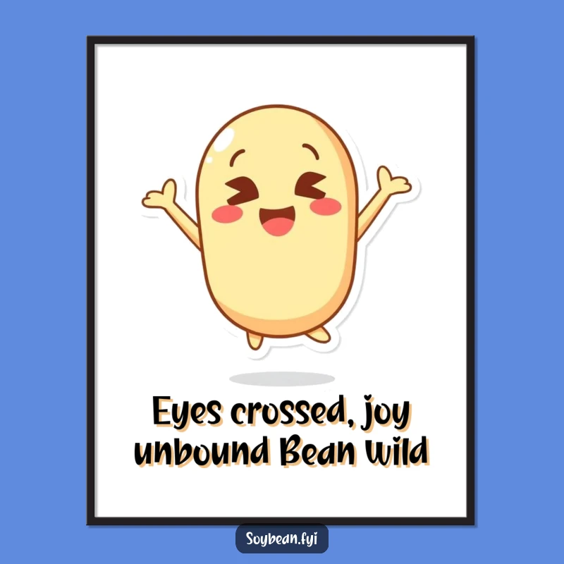 Free Printable Kawaii Soybean Jump Art - Funny Downloadable Decor
