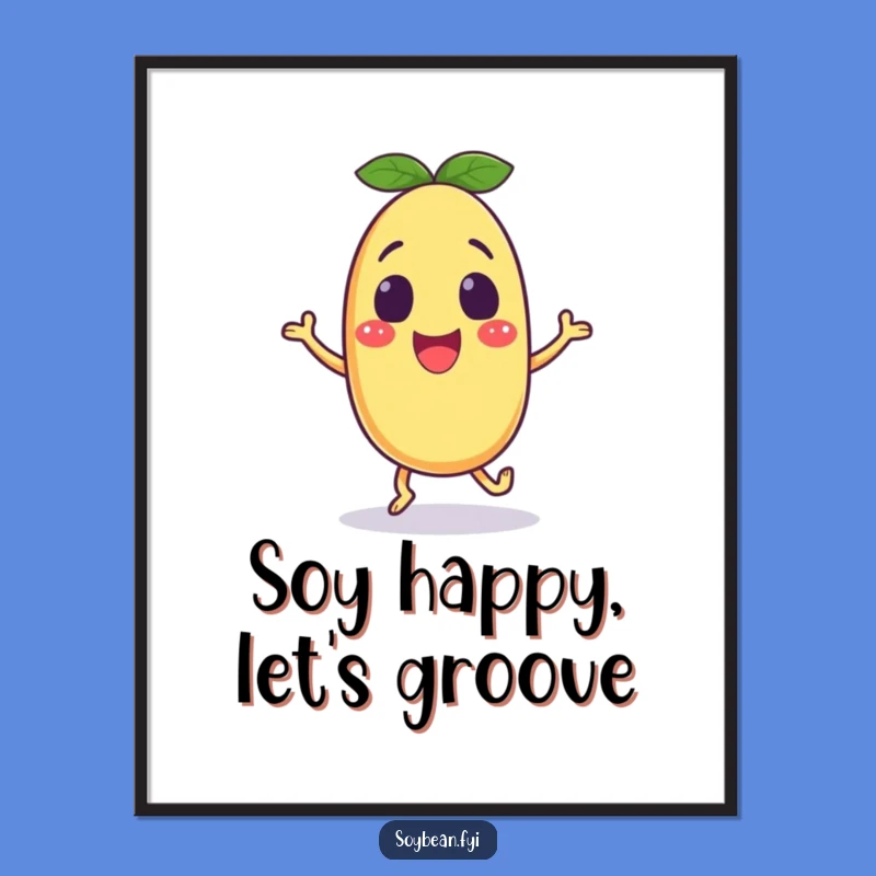 Free Printable Excited Soybean Wall Art - Fun Downloadable Decor for a Lively Space