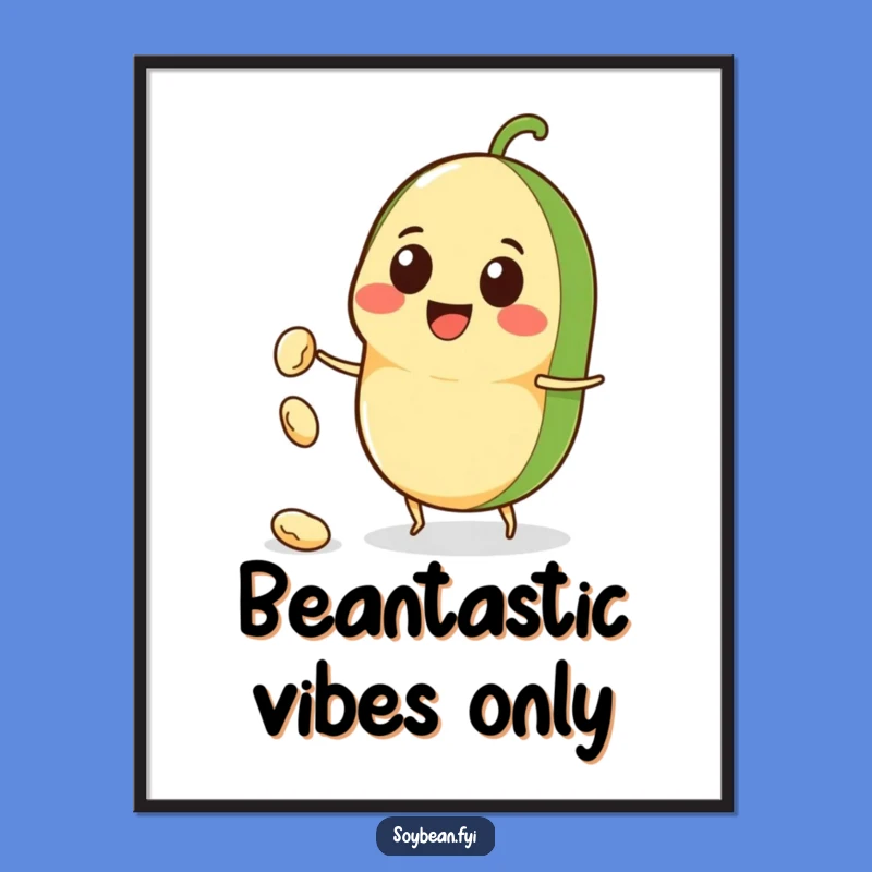 Free Printable Kawaii Soybean Art: Funny Bean Throwing Downloadable Decor