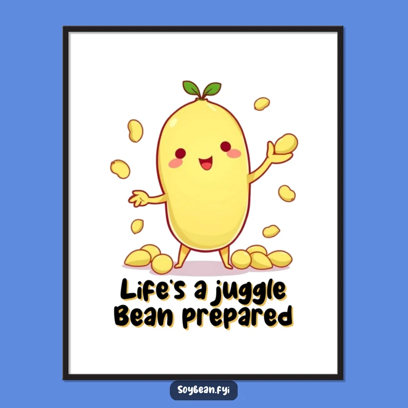 Free Printable Kawaii Soybean Juggling Art - Funny Downloadable Decor