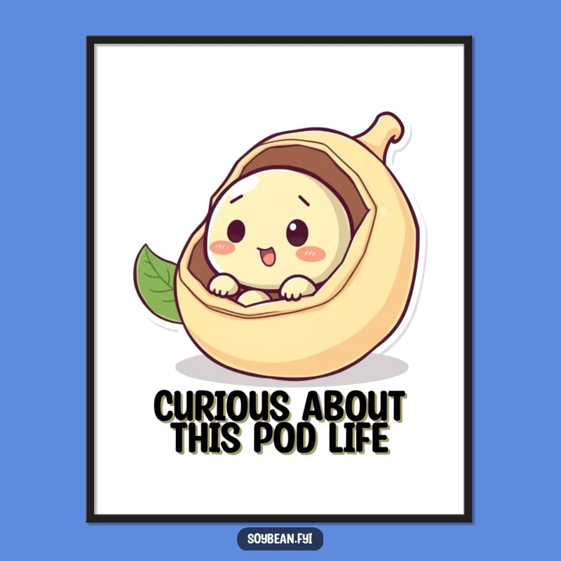 Free Printable Wall Art: Curious Soybean Peeking Humorous Downloadable Art