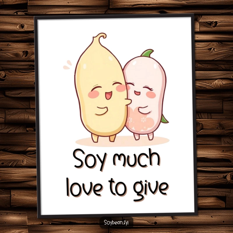 Funny Free Printable Wall Art: Two soybeans, one winking and playfully nudging the other, creating a lighthearted scene.