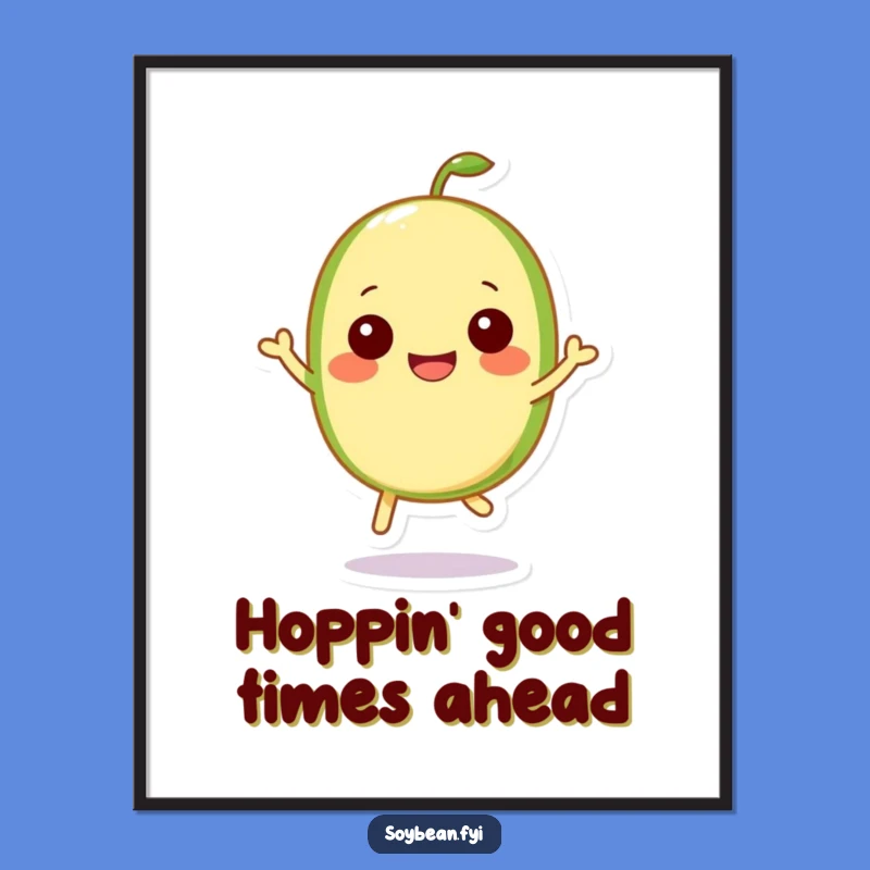 Funny Free Printable Kawaii Soybean Art: Joyful Hop Downloadable Decor