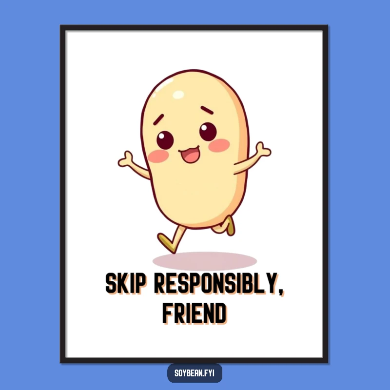 Funny Free Printable Wall Art: Skipping Soybean, Playful Joyful Decor, Downloadable Art