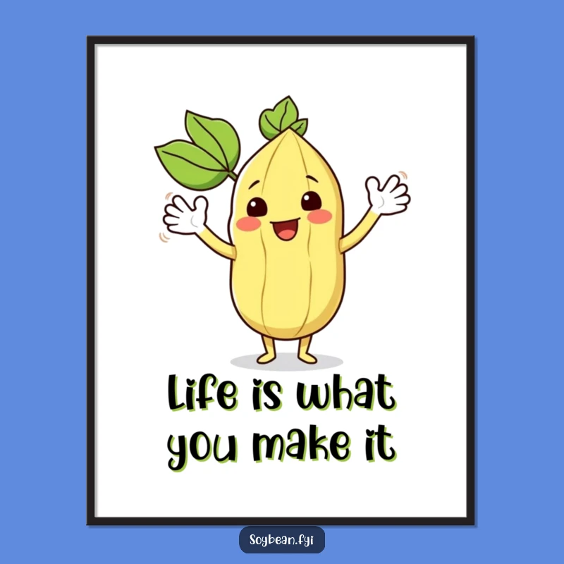 Funny Free Printable Wall Art: Waving Soybean, Downloadable Joyful Decor