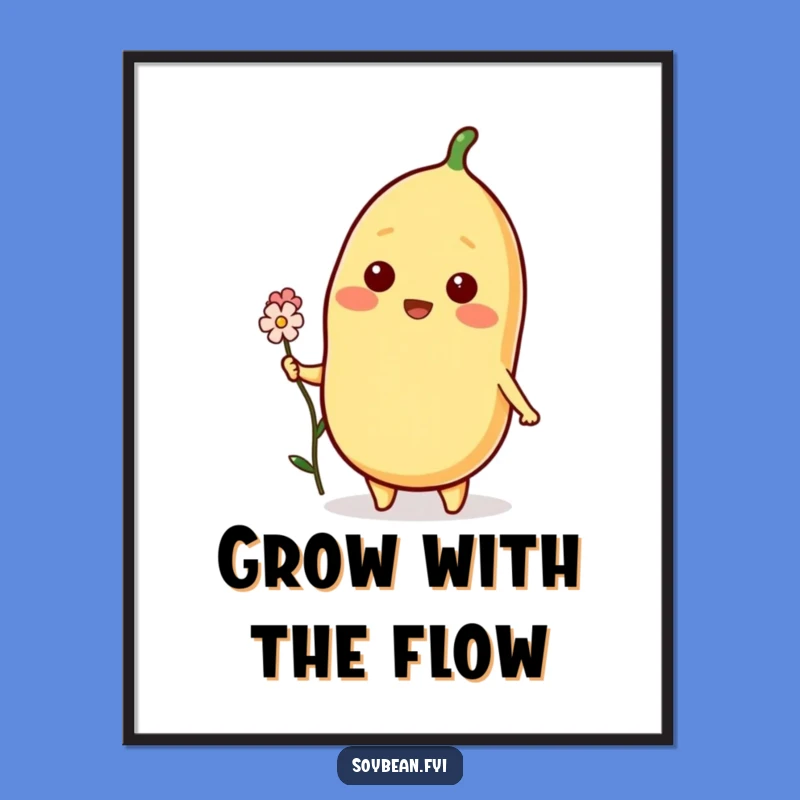Free Printable Wall Art: Adorable Soybean with Flower, Charming Downloadable Decor
