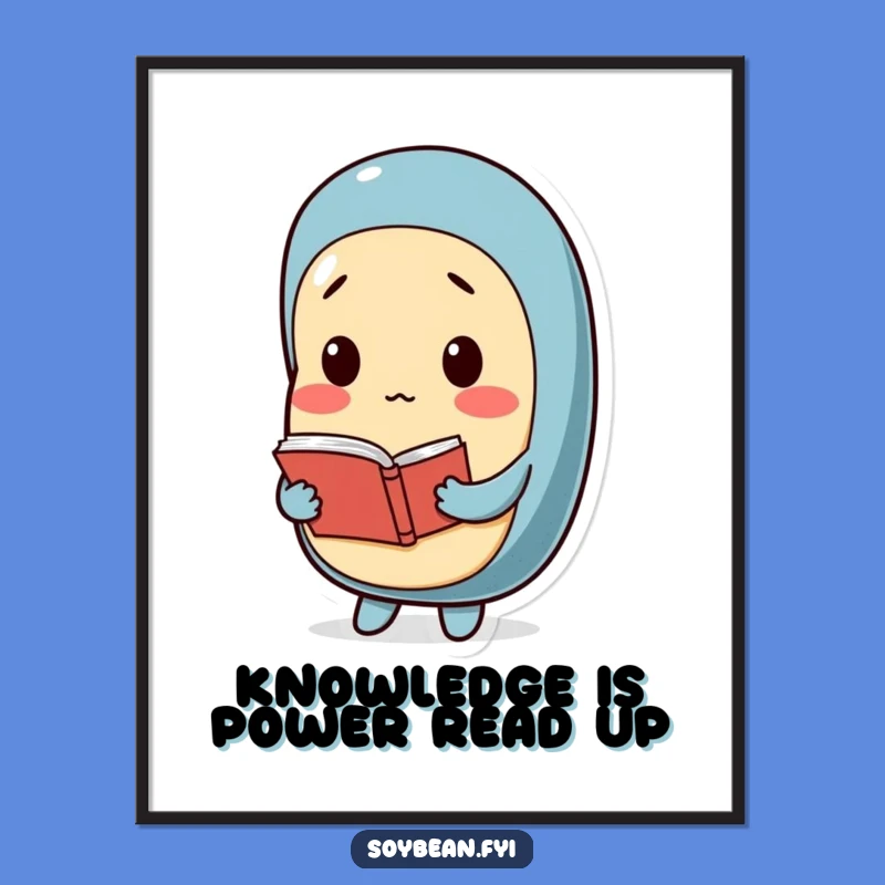 Funny Free Printable Wall Art: Thoughtful Soybean with Book Downloadable Art