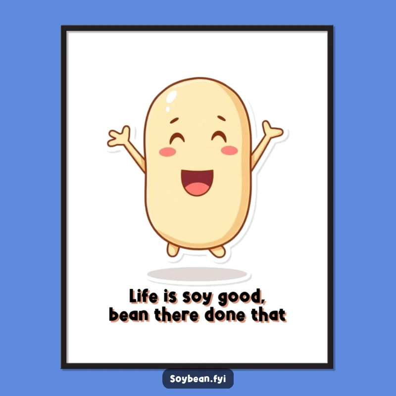 Free Printable Wall Art: Joyful Jumping Soybean, Funny Downloadable Art
