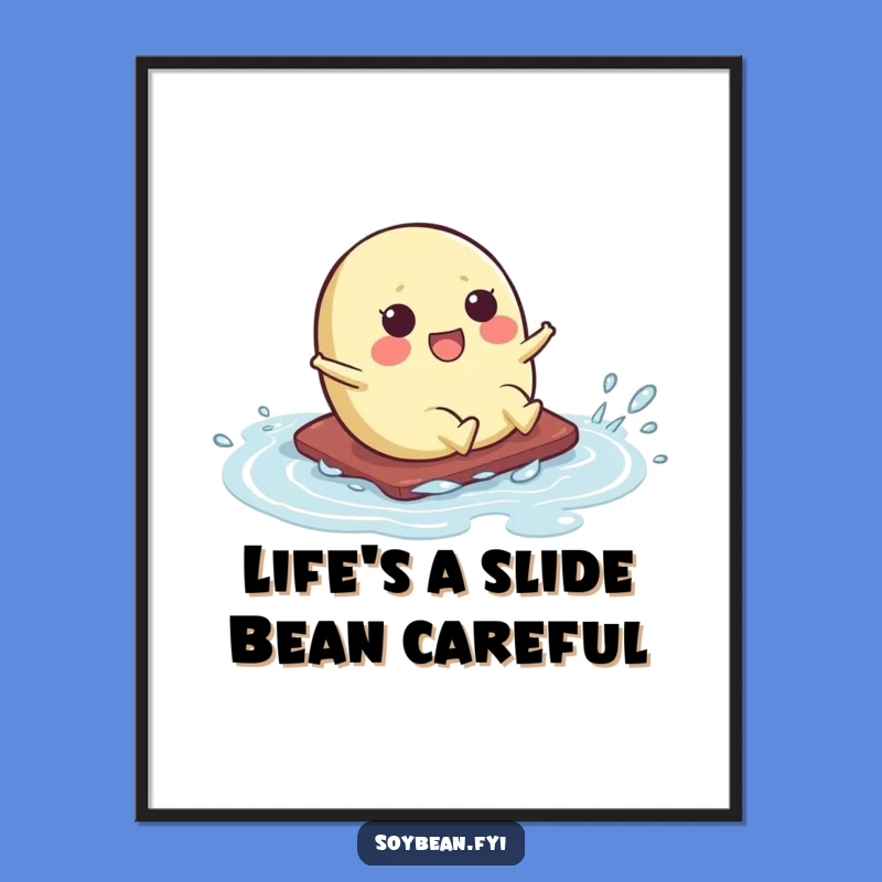 Free Printable Kawaii Soybean Slide Art - Funny Downloadable Decor
