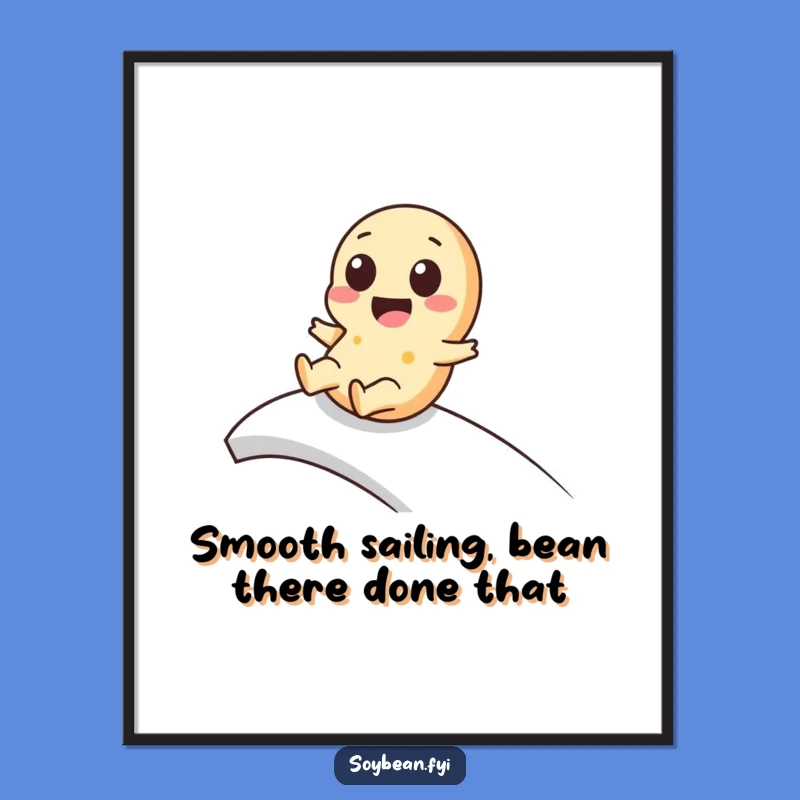 Free Printable Wall Art: Kawaii Soybean Ramp Slide, Cute Downloadable Decor