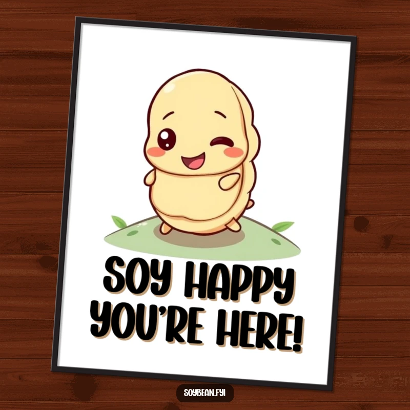 Funny Free Printable Wall Art: A happy soybean with a focused, determined look is actively rolling uphill against resistance.