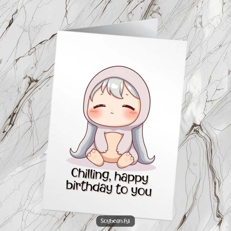 Funny Free Printable Birthday Card: A content soybean sits peacefully, exuding a calm and heartwarming birthday vibe.