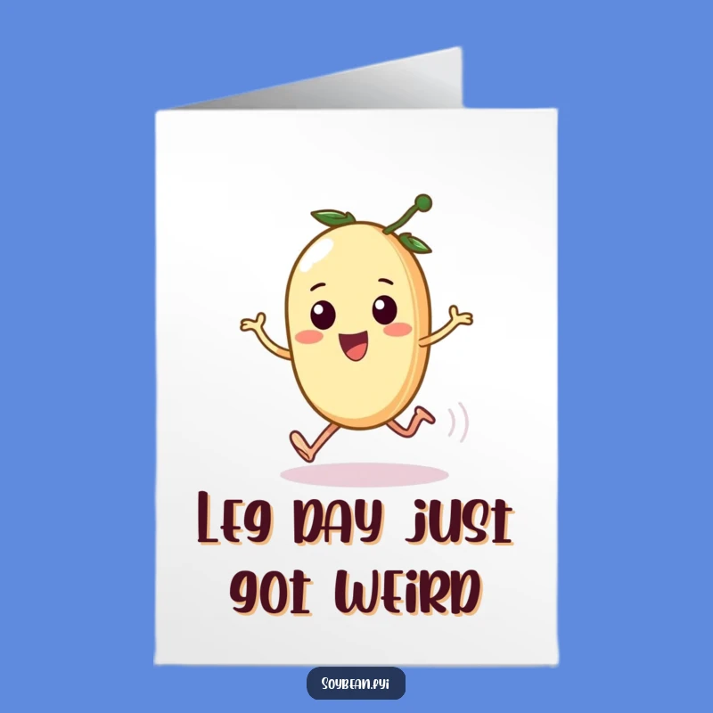 Free Printable Funny Birthday Card: Kawaii Soybean Sprinting - Hilarious Downloadable Gift