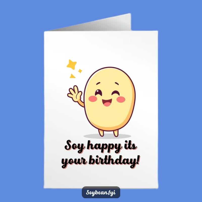Free Printable Kawaii Soybean Birthday Card: Funny Triumphant Wave Gift
