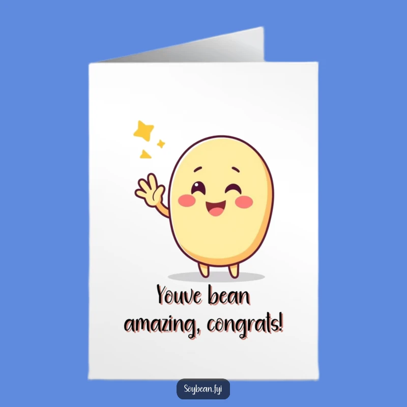 Free Printable Kawaii Soybean Congrats Card: Hilarious Wave Gift