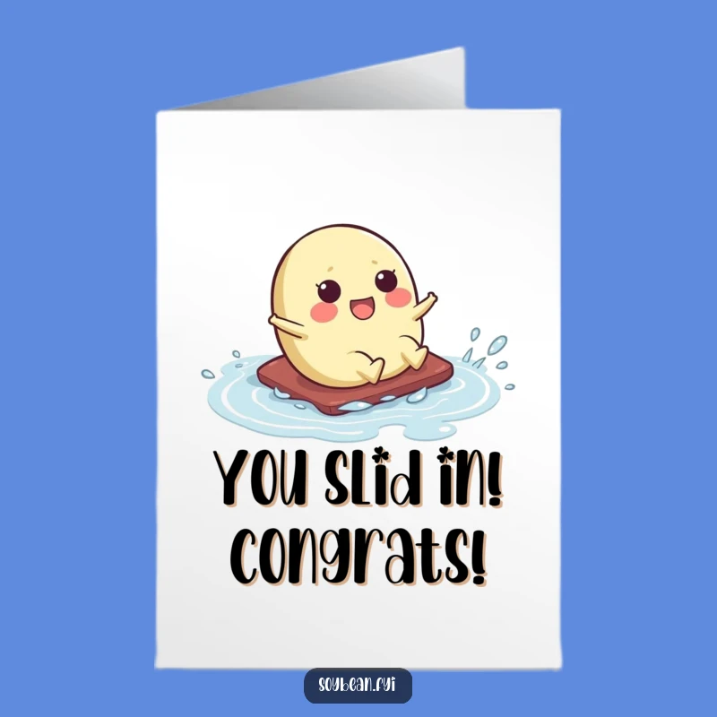 Free Printable Kawaii Soybean Slide Congrats Card - Hilarious Downloadable Gift