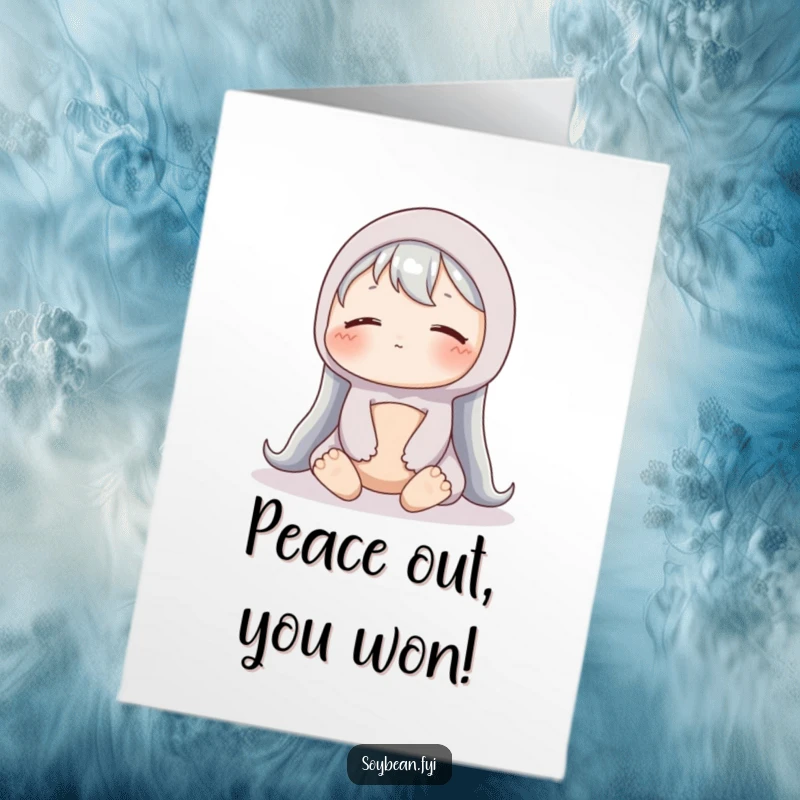 Funny Free Printable Congratulations Card: A content soybean sits peacefully, conveying serene congratulations for their well-deserved success.