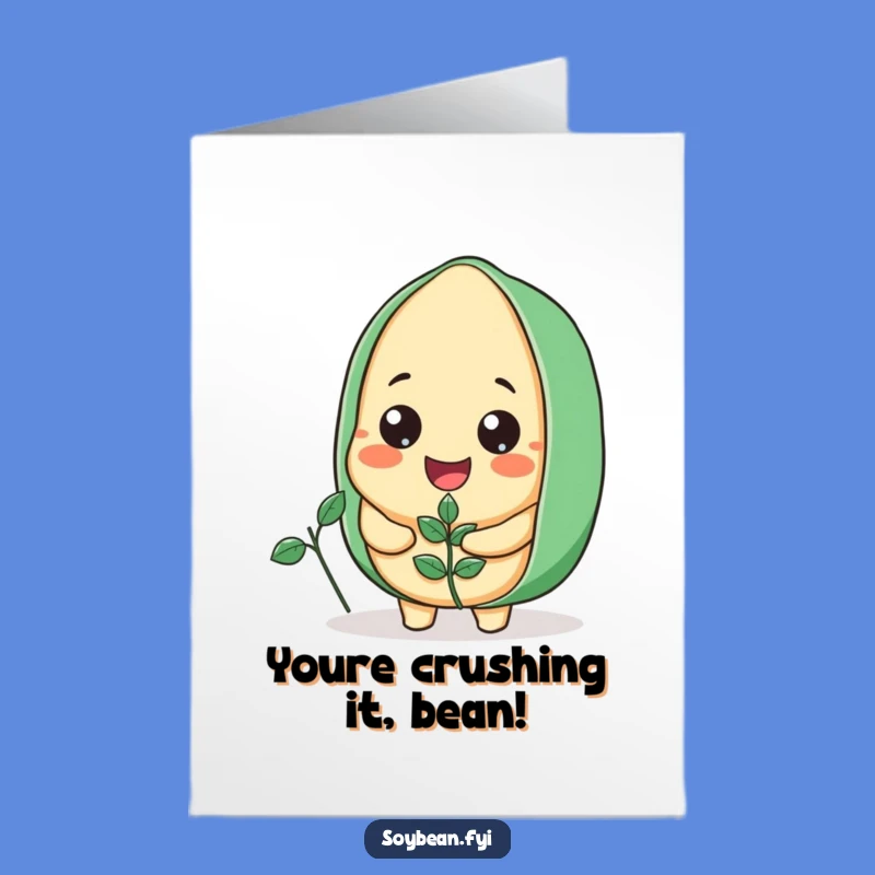 Free Printable Congratulations Card: Joyful Soybean & Plant, Downloadable Success Gift