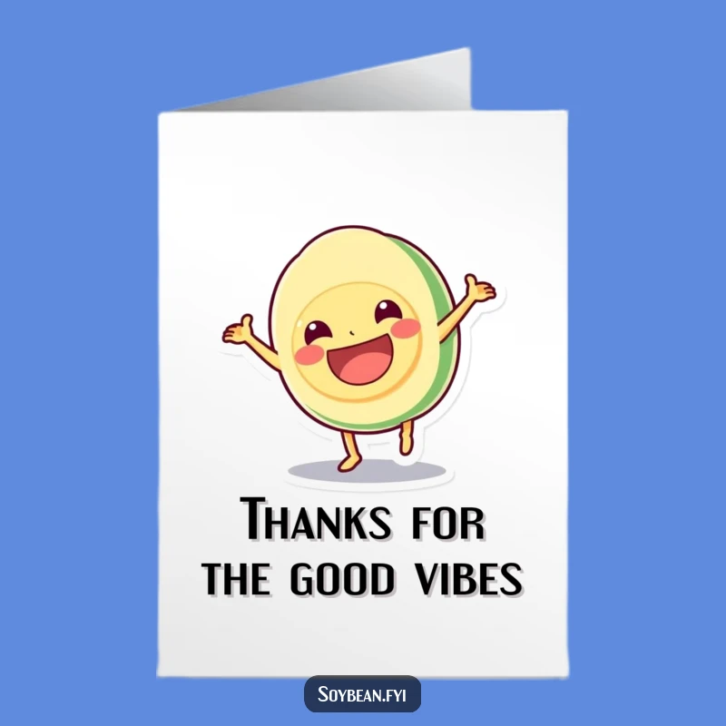Free Printable Thank You Card: Cartwheel Kawaii Soybean - Whimsical Downloadable Gift
