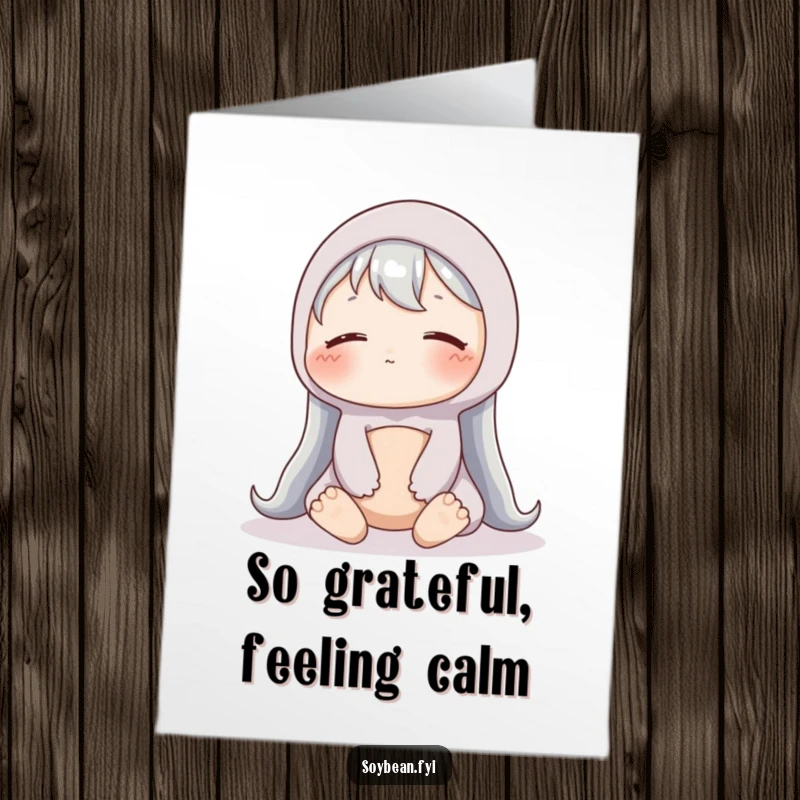 Funny Free Printable Thank You Card: A content soybean sits peacefully, radiating a sense of calm and sincere gratitude.