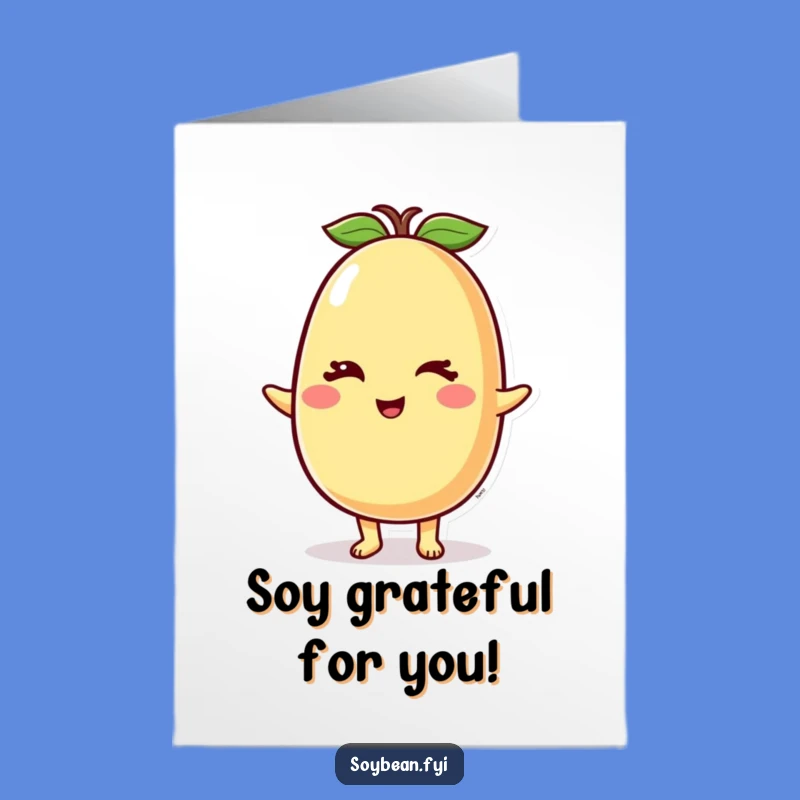 Free Printable Thank You Card: Witty Winking Soybean, Hilarious Downloadable Gift