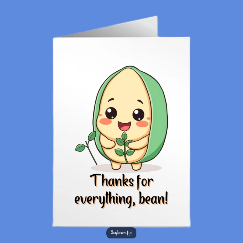 Free Printable Thank You Card: Grateful Soybean, Small Plant, Express Gratitude Download