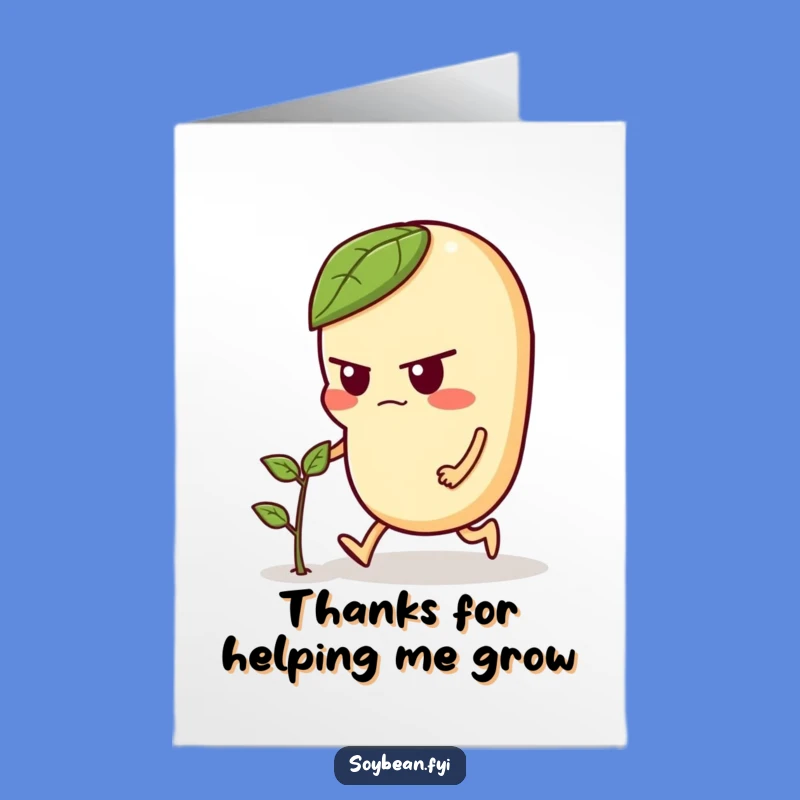 Free Printable Thank You Card: Grateful Soybean Helping Sprout Funny Downloadable Gift